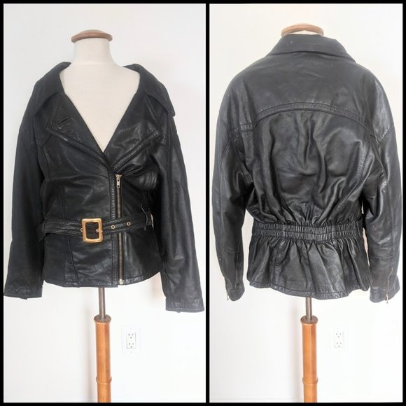 Vintage Belted Moto Jacket - Picture 1 of 6